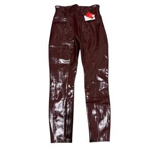 SPANX Faux Patent Leather Leggings Ruby New w/ Tags